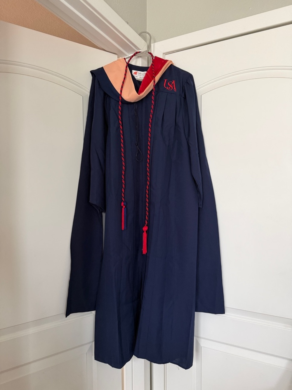USA Masters in Nursing Graduation Gown with Peach Hood